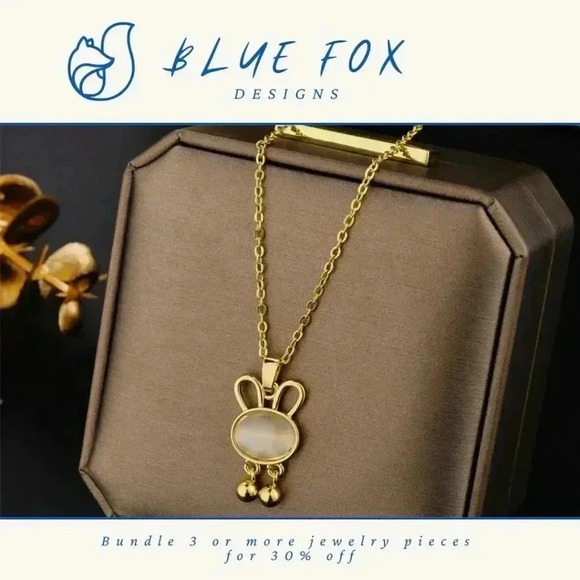*NEW* 18K Gold Plated Titanium Steel  Abstract Bunny Pendant (GOLD) - Picture 1 of 5